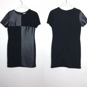 Neiman Marcus Black Dress w/Leather Panels Size S